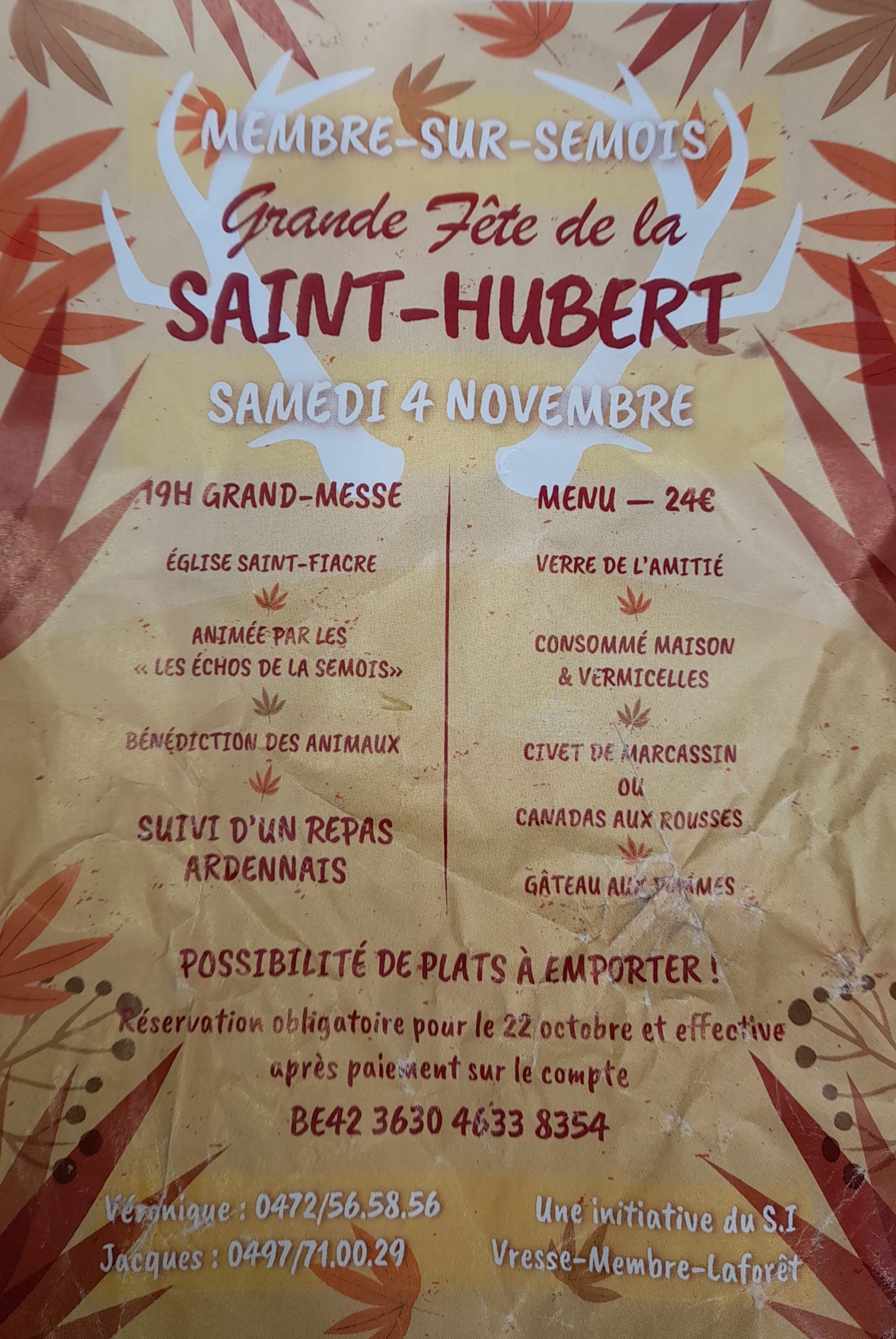 Menu grande fête de Saint-Hubert